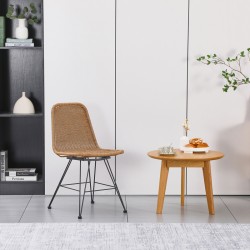 Καρέκλα Pamela  pe rattan σε φυσική απόχρωση και μαύρα μεταλλικά πόδια 44x58x82εκ