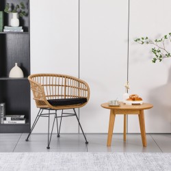 Πολυθρόνα Naoki  με μαξιλάρι pe rattan σε φυσική απόχρωση και μαύρα μεταλλικά πόδια 63x61x79εκ