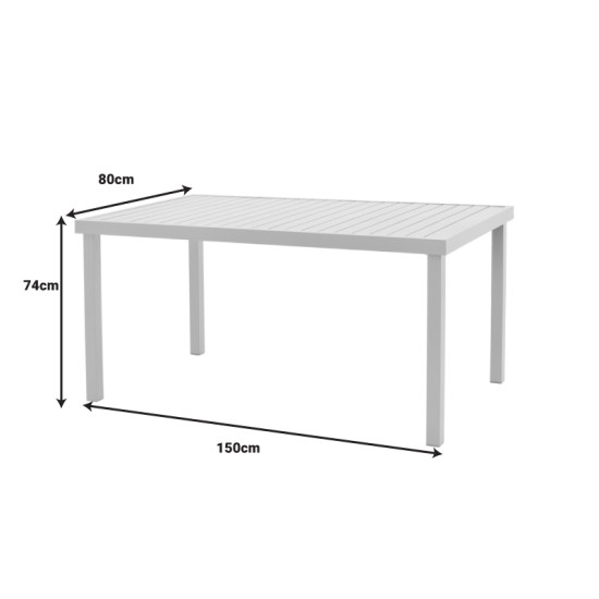 Τραπέζι Kliton   αλουμινίου λευκό 150x80x74εκ Model: 288-000008