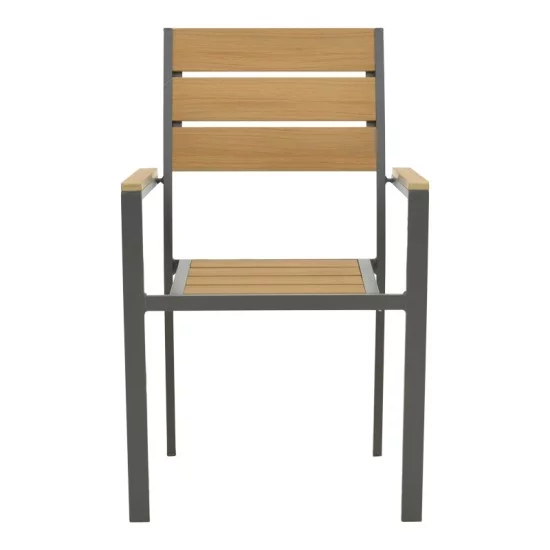 Πολυθρόνα Breze  στοιβαζόμενη plywood σε φυσική-αλουμίνιο σε ανθρακί απόχρωση 57.5x60x88εκ