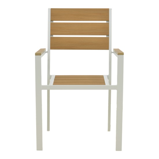 Πολυθρόνα Breze  στοιβαζόμενη plywood σε φυσική-αλουμίνιο σε λευκή απόχρωση 57.5x60x88εκ
