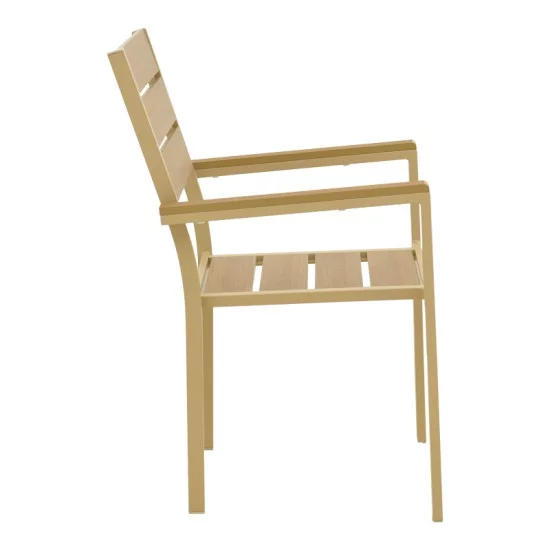Πολυθρόνα Breze  στοιβαζόμενη plywood σε φυσική-αλουμίνιο σε cappuccino απόχρωση 57.5x60x88εκ