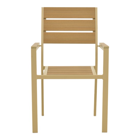 Πολυθρόνα Breze  στοιβαζόμενη plywood σε φυσική-αλουμίνιο σε cappuccino απόχρωση 57.5x60x88εκ
