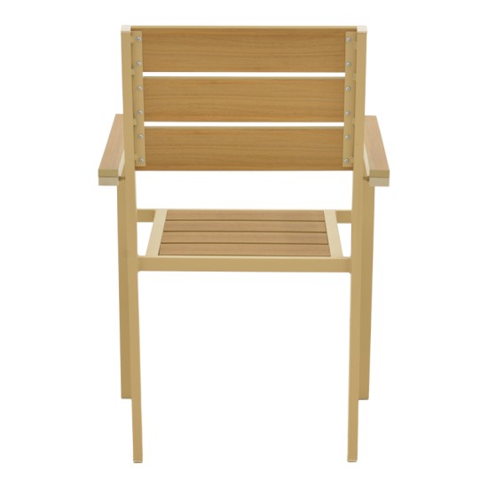 Πολυθρόνα Breze  στοιβαζόμενη plywood σε φυσική-αλουμίνιο σε cappuccino απόχρωση 57.5x60x88εκ