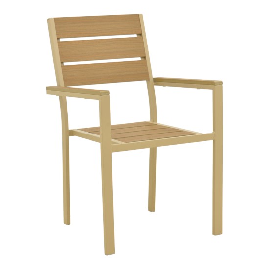 Πολυθρόνα Breze  στοιβαζόμενη plywood σε φυσική-αλουμίνιο σε cappuccino απόχρωση 57.5x60x88εκ