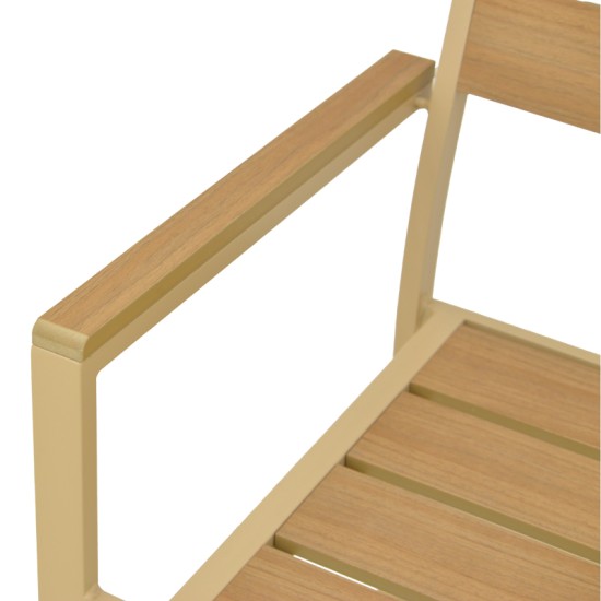 Πολυθρόνα Breze  στοιβαζόμενη plywood σε φυσική-αλουμίνιο σε cappuccino απόχρωση 57.5x60x88εκ
