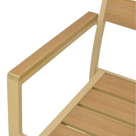 Πολυθρόνα Breze  στοιβαζόμενη plywood σε φυσική-αλουμίνιο σε cappuccino απόχρωση 57.5x60x88εκ