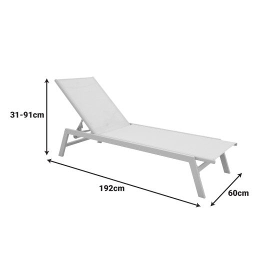 Ξαπλώστρα Boka  αλουμίνιο cappuccino- textilene σε μπεζ απόχρωση 60x192x31εκ