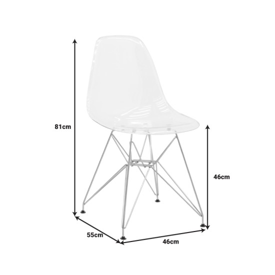 Καρέκλα Adelle  PP διάφανο-inox πόδι 46x55x81εκ Model: 292-000014