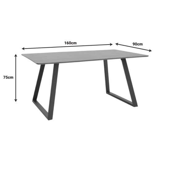 Τραπέζι Winor  καρυδί mdf-πόδι μαύρο μεταλλικό 160x90x75εκ Model: 292-000070