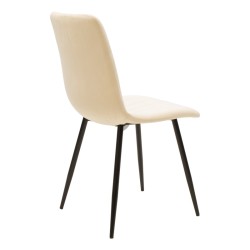 Καρέκλα Noor  μπεζ βελούδο με πόδι μετάλλου σε μαύρη απόχρωση 44x53x86εκ