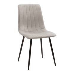 Καρέκλα Noor  γκρι βελούδο με πόδι μετάλλου σε μαύρη απόχρωση 44x53x86εκ