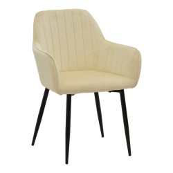 Πολυθρόνα Noor  μπεζ βελούδο με πόδι μετάλλου σε μαύρη απόχρωση 58x58x86εκ