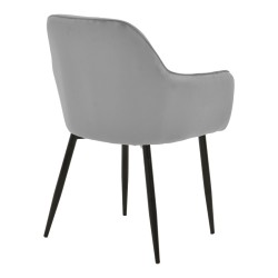 Πολυθρόνα Noor  γκρι βελούδο με πόδι μετάλλου σε μαύρη απόχρωση 58x58x86εκ