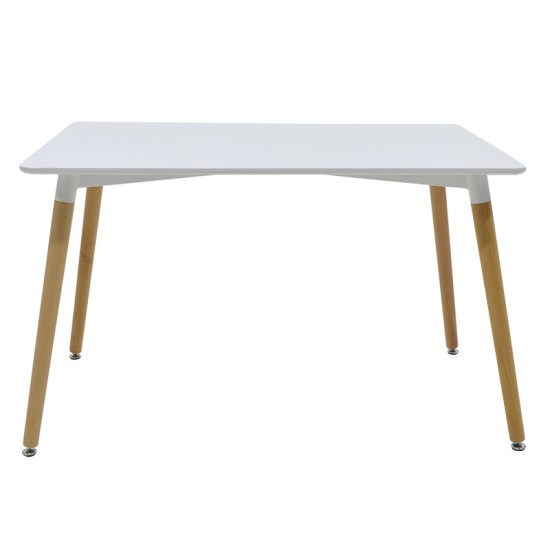 Τραπέζι Natali MDF λευκό-πόδια φυσικό 120x80x76εκ Τραπέζι Natali MDF λευκό-πόδια φυσικό 120x80x76εκ