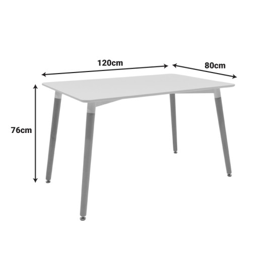 Τραπέζι Natali MDF λευκό-πόδια φυσικό 120x80x76εκ Τραπέζι Natali MDF λευκό-πόδια φυσικό 120x80x76εκ