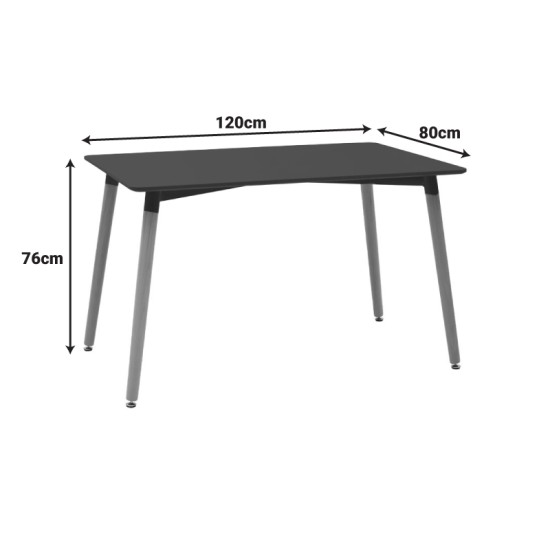 Τραπέζι Natali MDF μαύρο-πόδια φυσικό 120x80x76εκ Τραπέζι Natali MDF μαύρο-πόδια φυσικό 120x80x76εκ