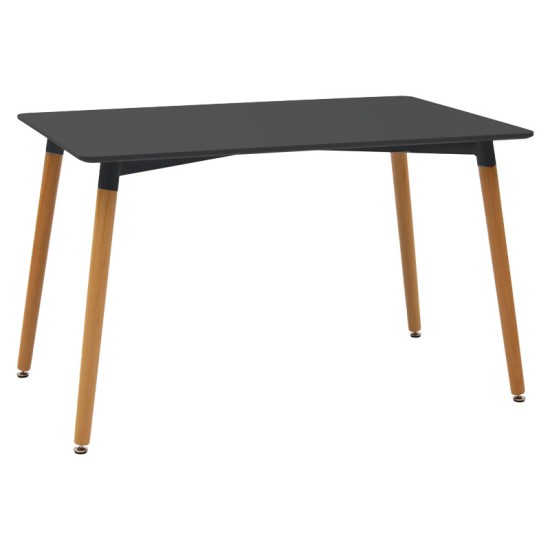 Τραπέζι Natali MDF μαύρο-πόδια φυσικό 120x80x76εκ Τραπέζι Natali MDF μαύρο-πόδια φυσικό 120x80x76εκ