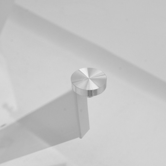 Τραπέζι Antoro  γυαλί και μεταλλικά πόδια σε λευκή απόχρωση Φ80x75εκ