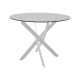 Τραπέζι Antoro  γυαλί και μεταλλικά πόδια σε λευκή απόχρωση Φ80x75εκ