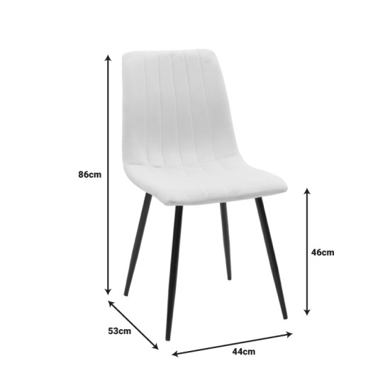 Καρέκλα Noor  βελούδο γκρι - πόδια σε φυσική απόχρωση 44x53x86εκ