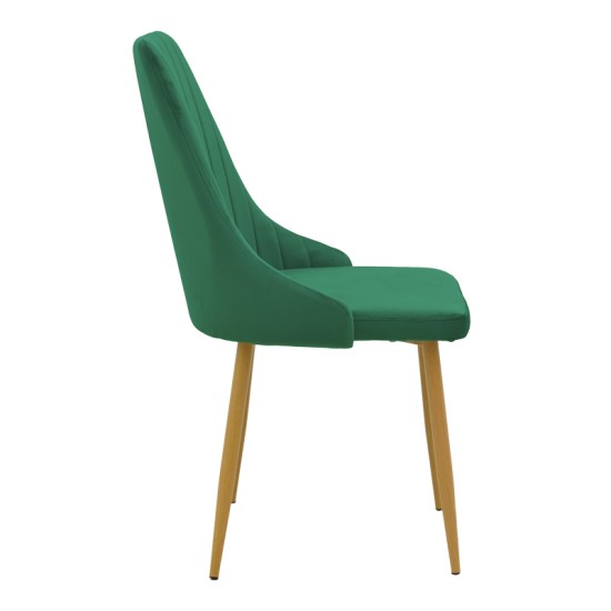 Καρέκλα Azori  κυπαρισσί βελούδο με μεταλλικό πόδι σε φυσική απόχρωση 49x55x85εκ