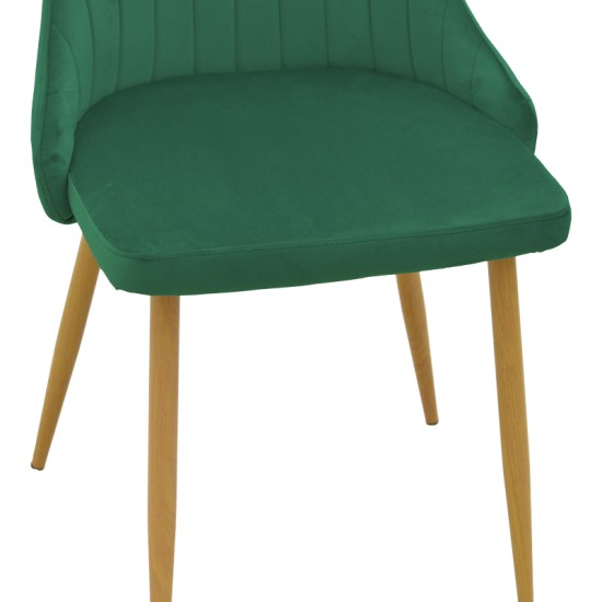 Καρέκλα Azori  κυπαρισσί βελούδο με μεταλλικό πόδι σε φυσική απόχρωση 49x55x85εκ