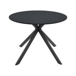 Τραπέζι Xuson  μαύρο mdf-πόδι μαύρο μέταλλο Φ80x75εκ