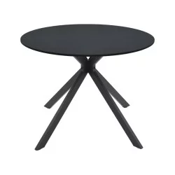 Τραπέζι Xuson  μαύρο mdf-πόδι μαύρο μέταλλο Φ80x75εκ