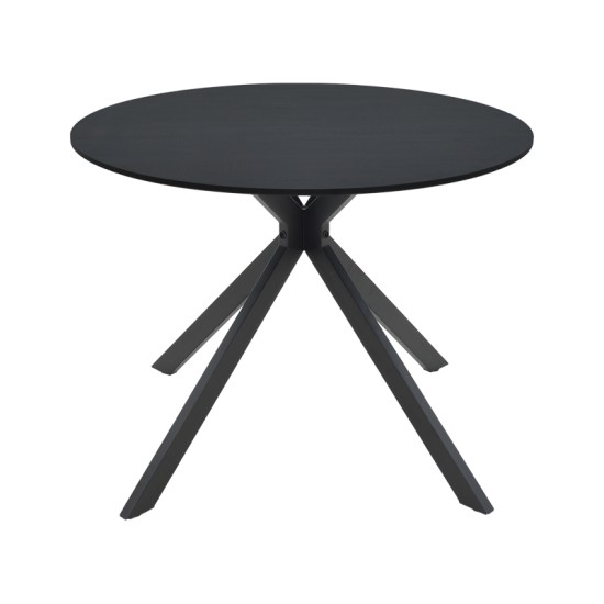 Τραπέζι Xuson  μαύρο mdf-πόδι μαύρο μέταλλο Φ80x75εκ