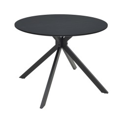 Τραπέζι Xuson  μαύρο mdf-πόδι μαύρο μέταλλο Φ80x75εκ