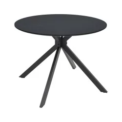Τραπέζι Xuson  μαύρο mdf-πόδι μαύρο μέταλλο Φ80x75εκ