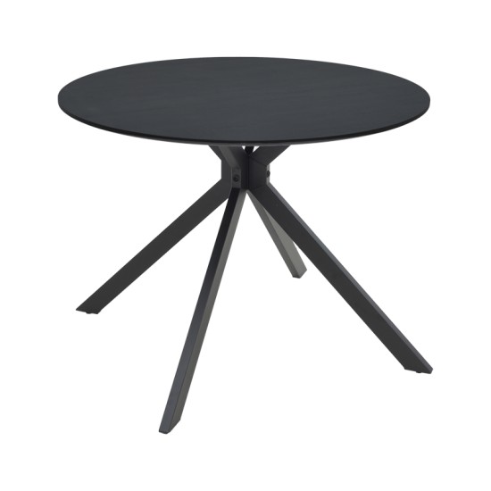 Τραπέζι Xuson  μαύρο mdf-πόδι μαύρο μέταλλο Φ80x75εκ