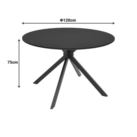 Τραπέζι Xuson  μαύρο mdf με μεταλλικό πόδι Φ120x75εκ
