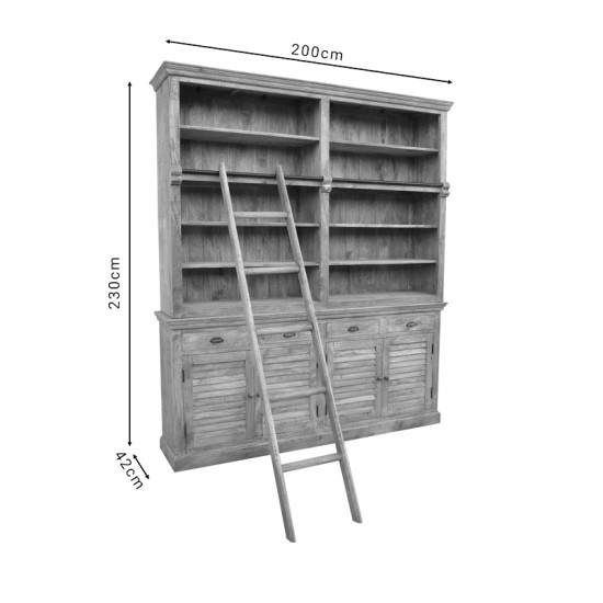 Βιβλιοθήκη Bookie Inart αντικέ λευκό μασίφ mango ξύλο 200x42x230εκ Model: 293-000005