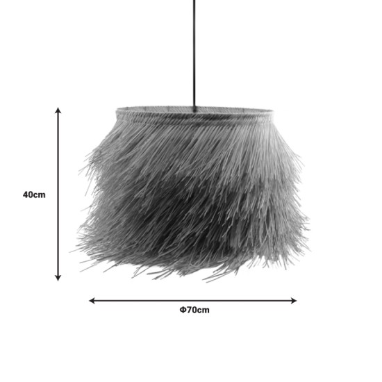 Φωτιστικό οροφής Hairy Inart Ε27 ρατάν σε φυσική απόχρωση Φ70x188εκ Model: 299-000008