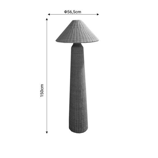 Φωτιστικό δαπέδου Mesulus Inart Ε27 φυσικό ρατάν Φ56.5x150εκ Model: 299-000009