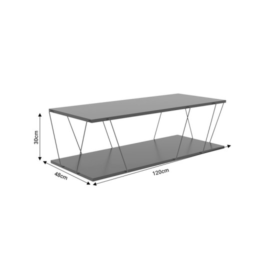 Tραπέζι σαλονιού Tars pakoworld γκρι-μαύρο 120x48x30εκ Model: 304-000002
