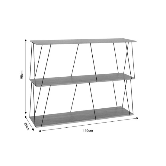 Βοηθητικό τραπέζι-ραφιέρα Tars  οακ-μαύρο 120x30x90εκ Model: 304-000007