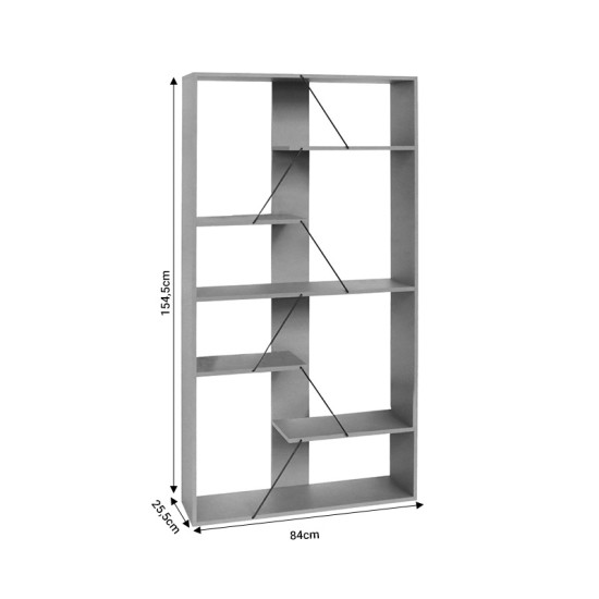 Βιβλιοθήκη Tars  οακ-μαύρο 84x25.5x154.5εκ Model: 304-000009