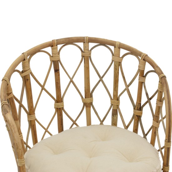 Πολυθρόνα Rostan Inart φυσικό rattan με μαξιλάρι 60x46x80εκ Model: 309-000001