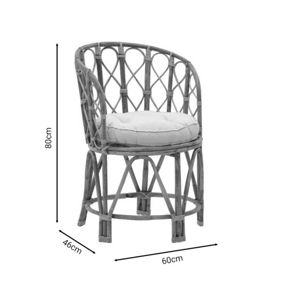 Πολυθρόνα Rostan Inart φυσικό rattan με μαξιλάρι 60x46x80εκ Model: 309-000001