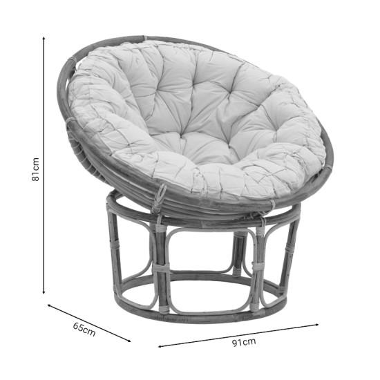 Πολυθρόνα Baya Inart φυσικό ξύλο με μαξιλάρι 91x65x81εκ Model: 309-000008