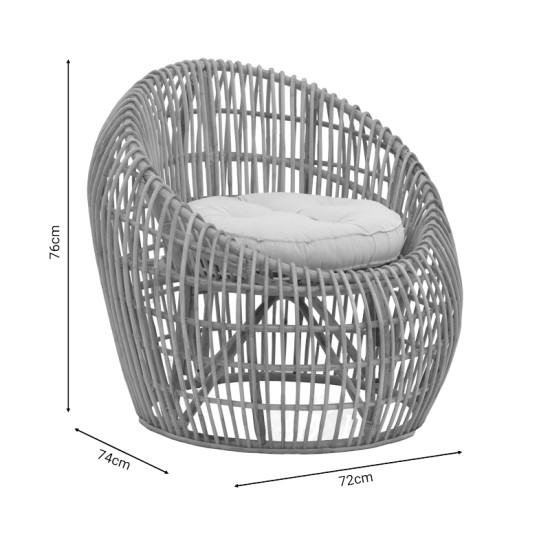 Πολυθρόνα Boria Inart φυσικό ξύλο με μαξιλάρι 70x72x74εκ Model: 309-000010