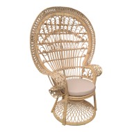 Πολυθρόνα Dorothy Inart με μπεζ μαξιλάρι-φυσικό rattan 115x57x150εκ Model: 314-000002