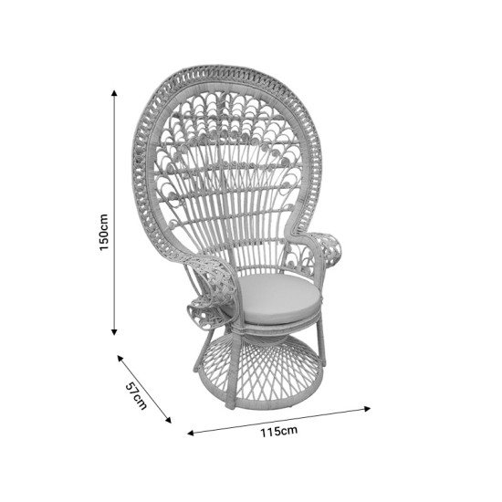 Πολυθρόνα Dorothy Inart με μπεζ μαξιλάρι-φυσικό rattan 115x57x150εκ Model: 314-000002