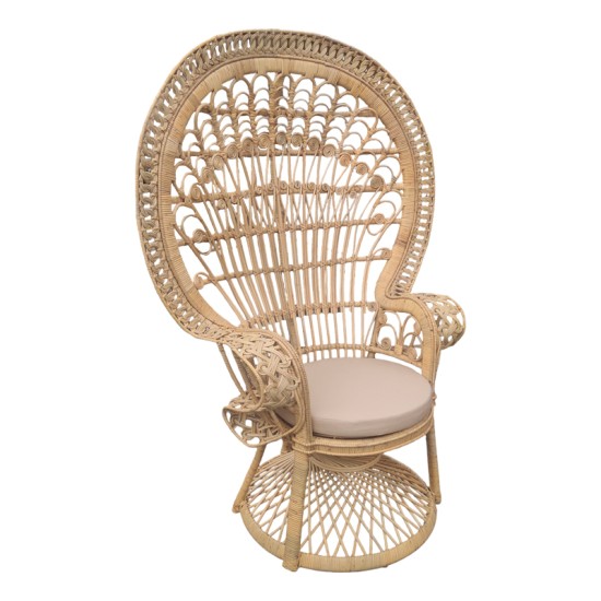 Πολυθρόνα Dorothy Inart με μπεζ μαξιλάρι-φυσικό rattan 115x57x150εκ Model: 314-000002