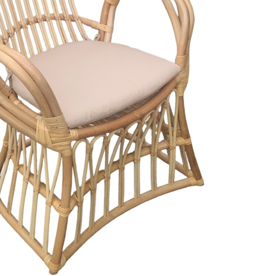 Πολυθρόνα Boloni Inart με μπεζ μαξιλάρι-φυσικό rattan 100x67x120εκ Model: 314-000006