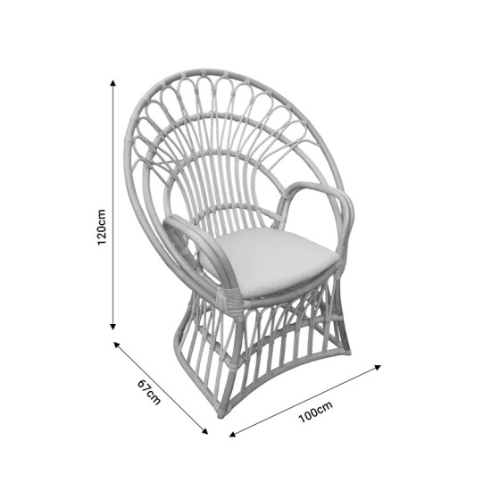 Πολυθρόνα Boloni Inart με μπεζ μαξιλάρι-φυσικό rattan 100x67x120εκ Model: 314-000006