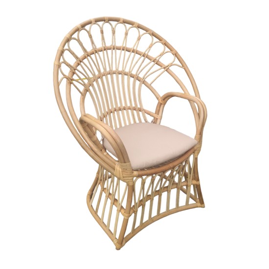 Πολυθρόνα Boloni Inart με μπεζ μαξιλάρι-φυσικό rattan 100x67x120εκ Model: 314-000006